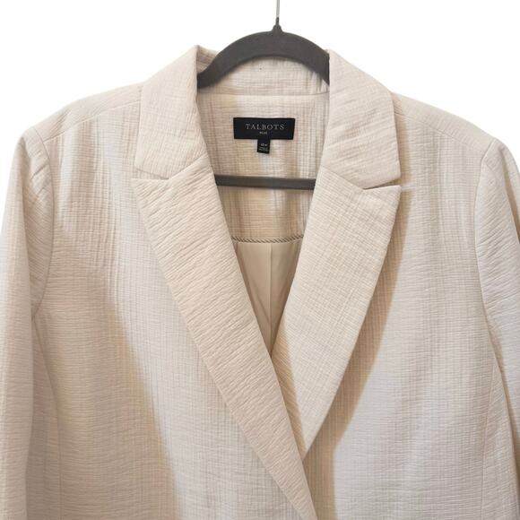 Talbots Textured Double-Breasted Blazer White Ivory Plus Size 16W - Picture 5 of 14